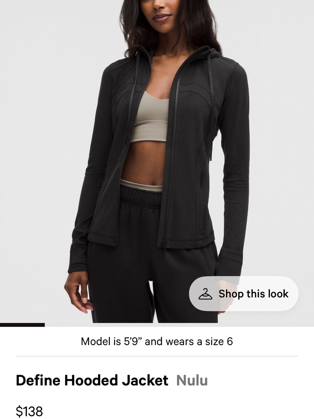 lululemon athletica Black Zip-Up Hooded Women's Jacket